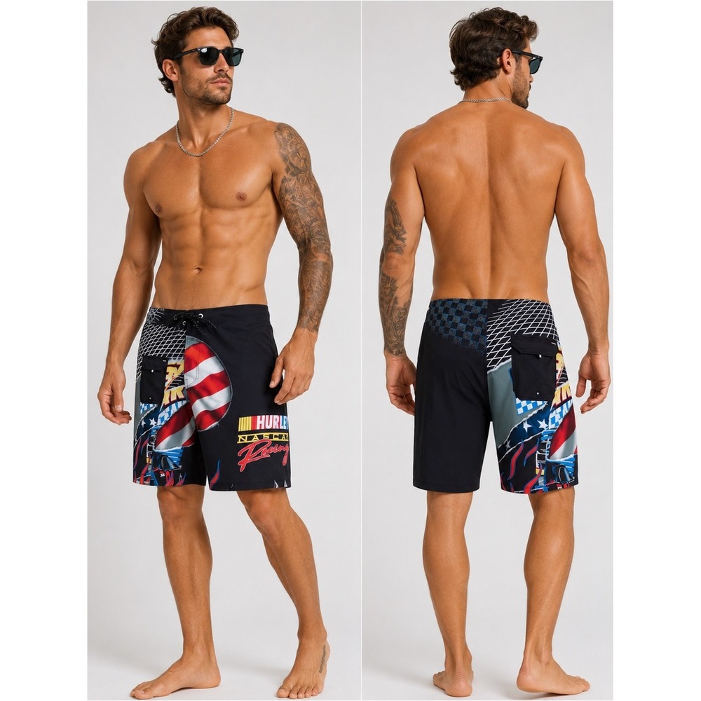 NASCAR Hurley Phantom-Eco Racing Boardshort - Black NWT 30 W